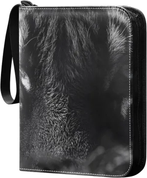 Hunting Tiger Eyes Card Binder 4 Pocket Trading Card Album Fits 400 Sports/Game Cards, PU Cover 3 Ring Card Collection with 50 Removable Sleeves