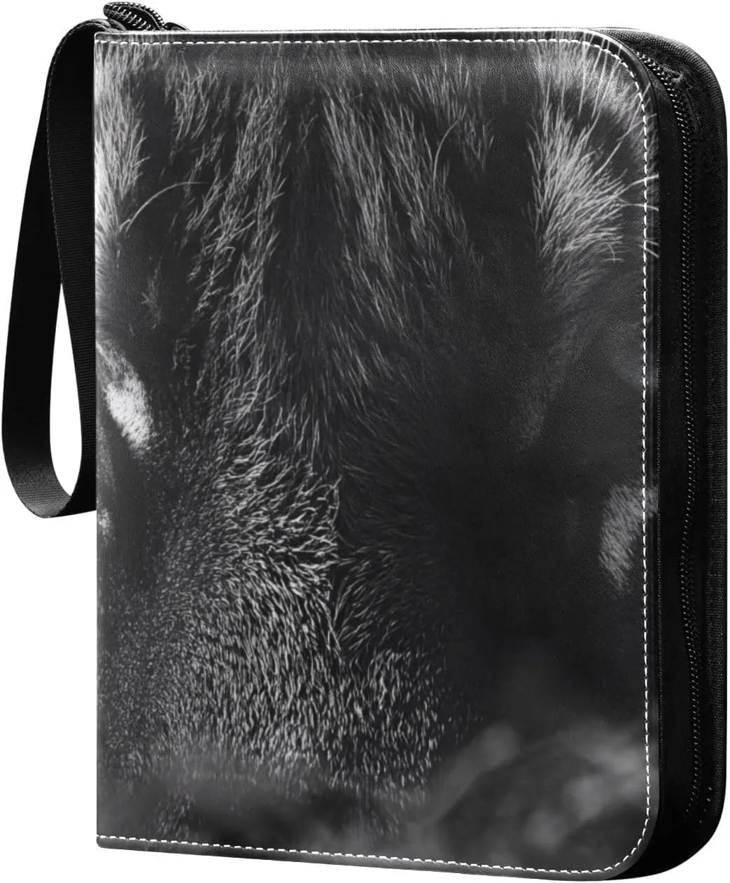 Hunting Tiger Eyes Card Binder 4 Pocket Trading Card Album Fits 400 Sports/Game Cards, PU Cover 3 Ring Card Collection with 50 Removable Sleeves