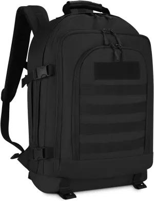 HUNTVP Tactical Backpack 45L MOLLE Expandable Army Backpack (Black)