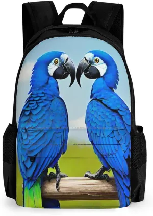 Hyacinth Macaw Art Daypack Polyester Anti-Theft Multipurpose Bookbag Big Capacity Gym Outdoor Hiking Backpack With Adjustable Shoulder Straps