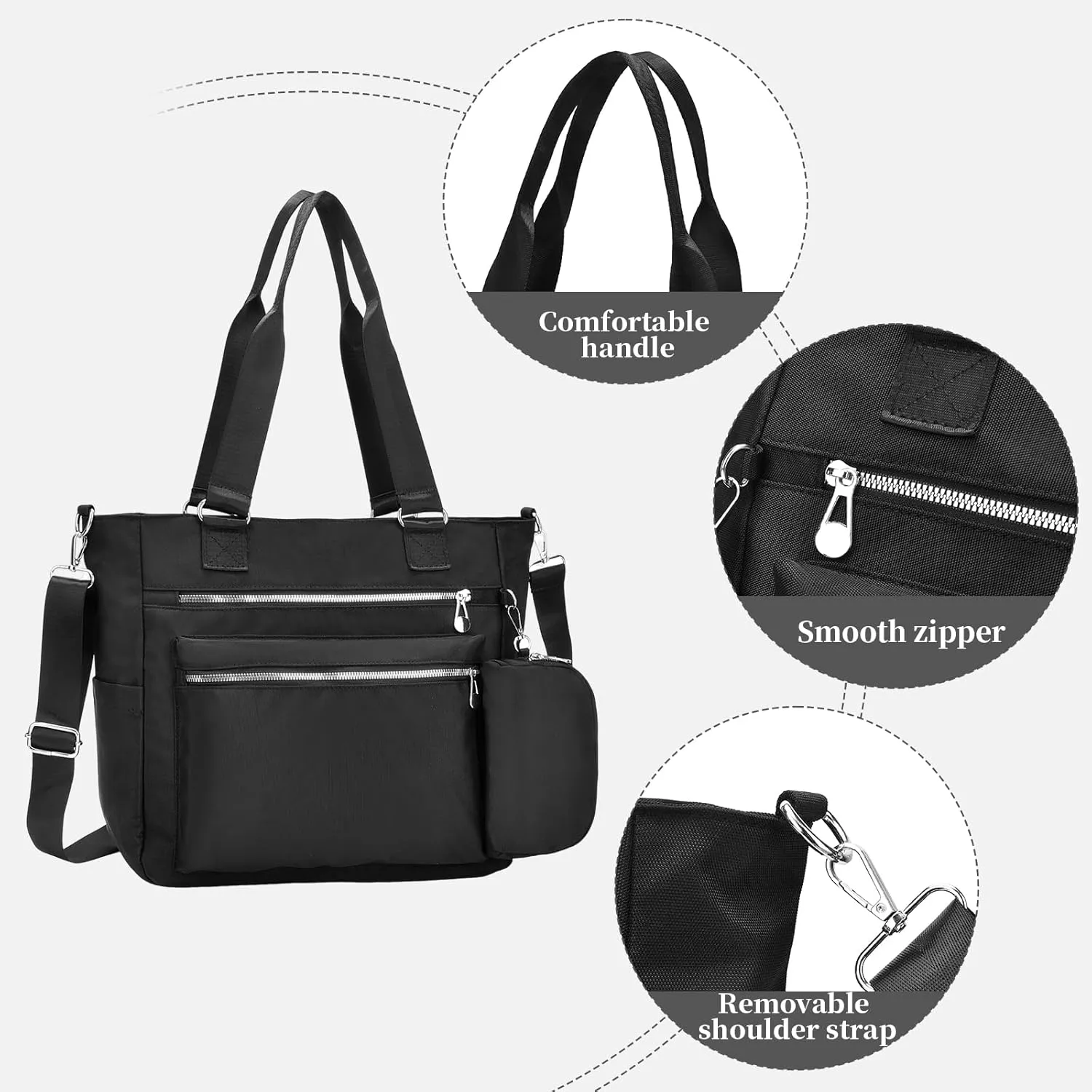 I IHAYNER Laptop Tote Bag for Women 15.6 Inch Waterproof Canvas Work Bag Business Briefcase Computer Bags for Travel