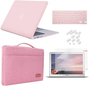 iCasso Compatible with MacBook Pro 15 Inch Case 2019-2016 Release Model A1990/A1707 Bundle 5 in 1, Hard Plastic Case,Sleeve,Screen Protector,Keyboard Cover&Dust Plug for Mac Pro 15 -Rose Quartz
