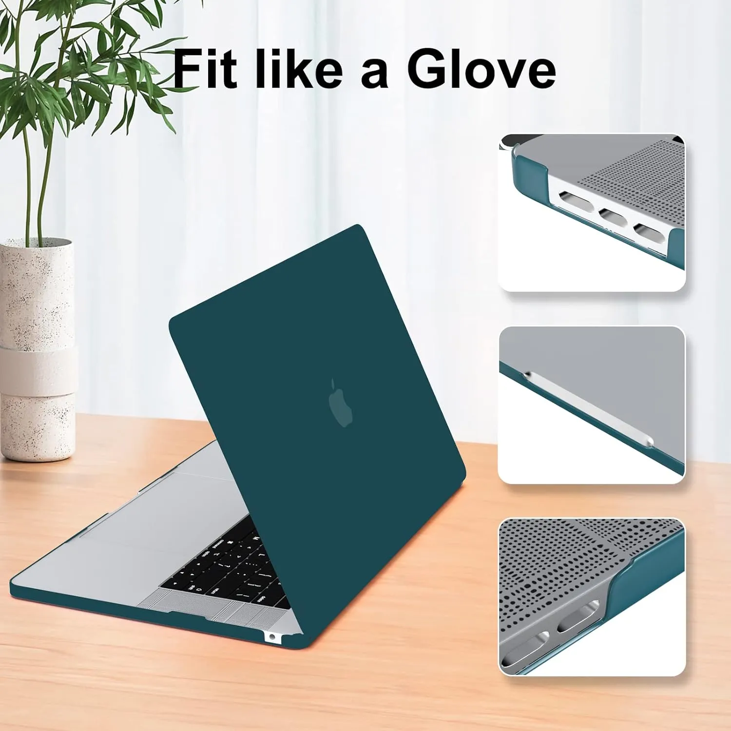 iCasso for MacBook Air 13.6 inch Case 2025-2022 Release M4 M3 M2 Chip Release A3240 A3113 A2681, Matte Hard Shell Case&Laptop Sleeve&Screen Protector&Keyboard Cover for Mac Air 13'', Dark Cyan