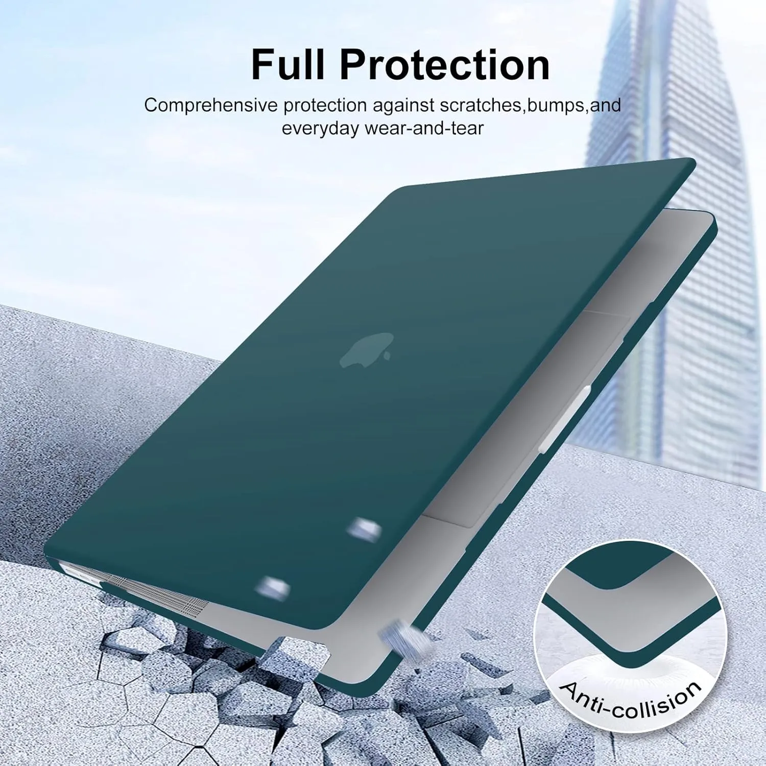 iCasso for MacBook Air 13.6 inch Case 2025-2022 Release M4 M3 M2 Chip Release A3240 A3113 A2681, Matte Hard Shell Case&Laptop Sleeve&Screen Protector&Keyboard Cover for Mac Air 13'', Dark Cyan