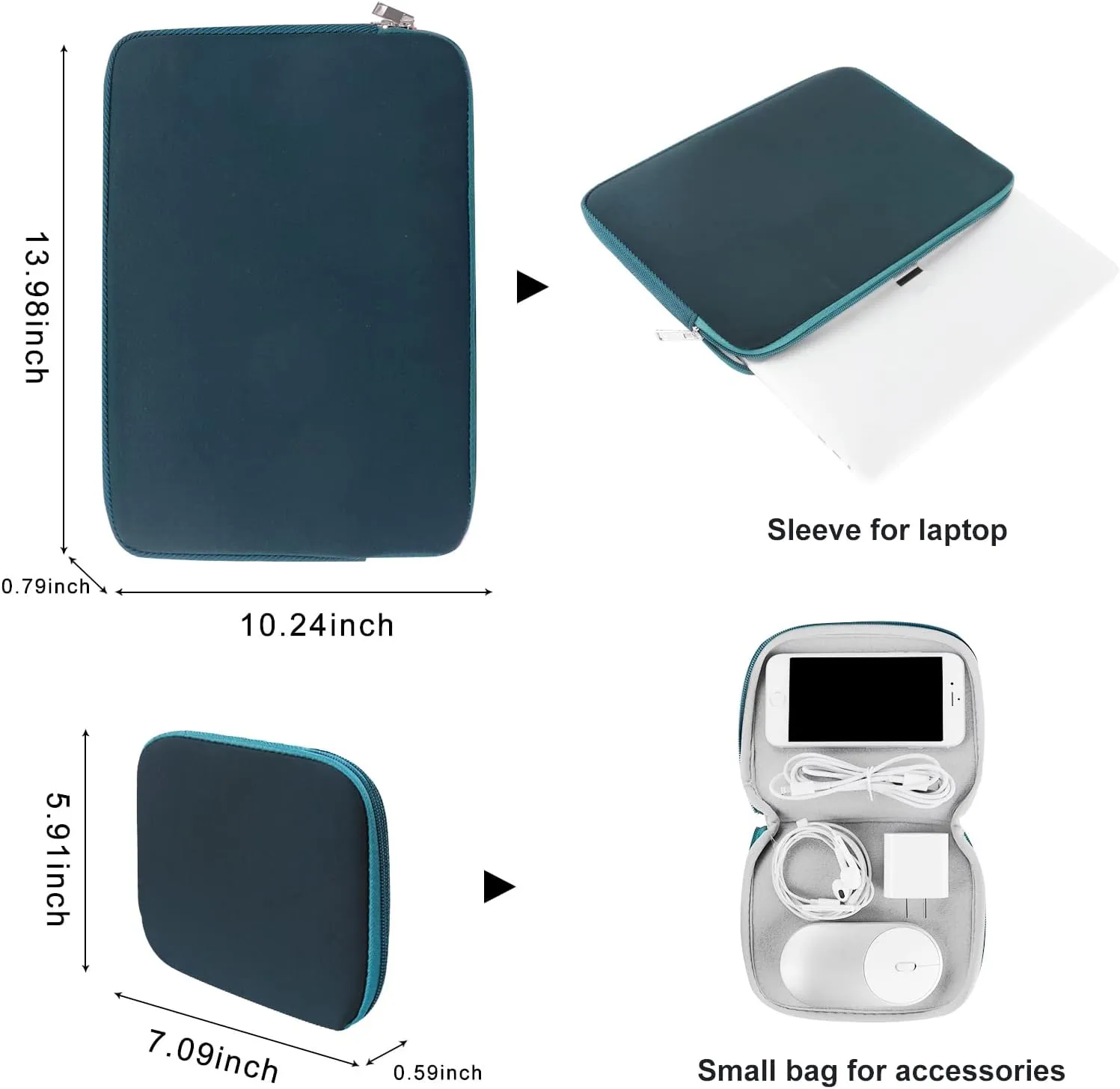 iCasso for MacBook Air 13.6 inch Case 2025-2022 Release M4 M3 M2 Chip Release A3240 A3113 A2681, Matte Hard Shell Case&Laptop Sleeve&Screen Protector&Keyboard Cover for Mac Air 13'', Dark Cyan