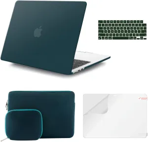 iCasso for MacBook Air 13.6 inch Case 2025-2022 Release M4 M3 M2 Chip Release A3240 A3113 A2681, Matte Hard Shell Case&Laptop Sleeve&Screen Protector&Keyboard Cover for Mac Air 13'', Dark Cyan