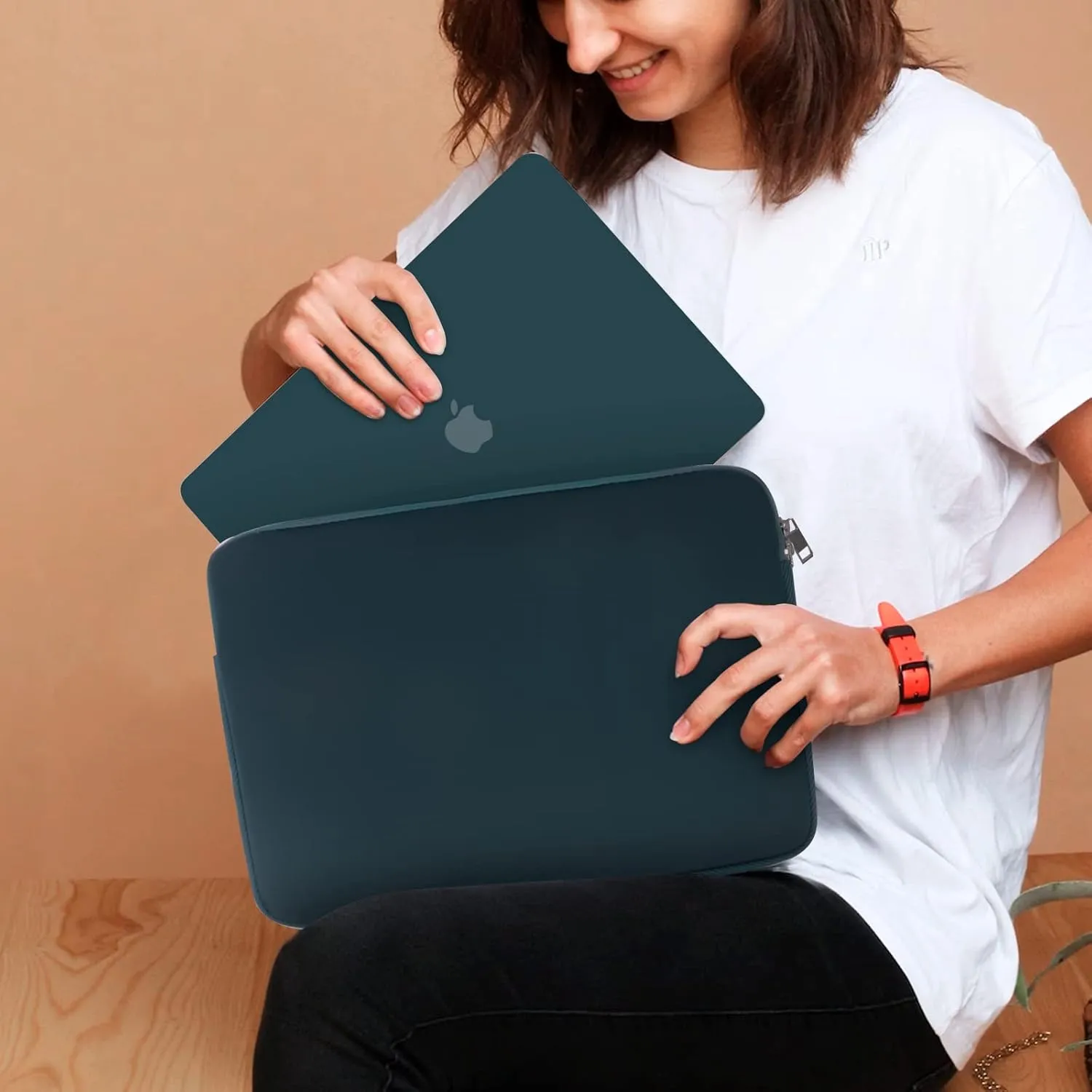 iCasso for MacBook Air 13.6 inch Case 2025-2022 Release M4 M3 M2 Chip Release A3240 A3113 A2681, Matte Hard Shell Case&Laptop Sleeve&Screen Protector&Keyboard Cover for Mac Air 13'', Dark Cyan