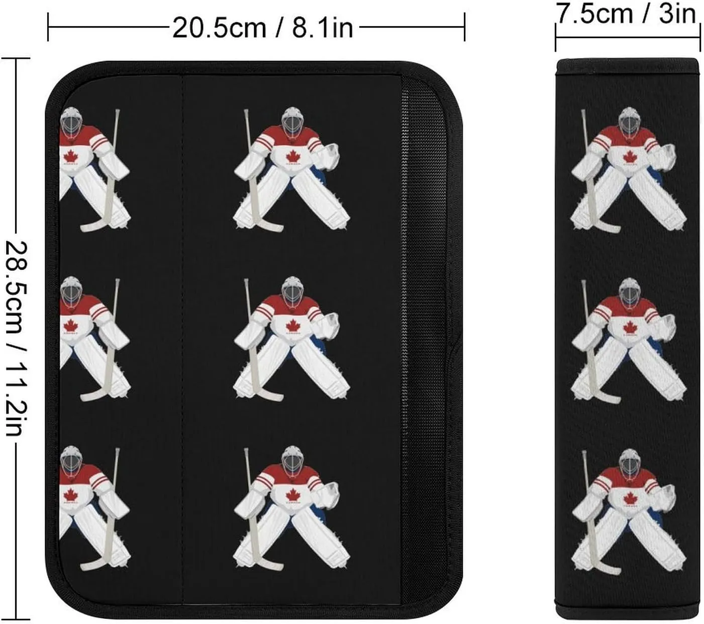 Ice Hockey Goalkeeper Fashion Car Seat Belt Cover Pad for Shoulder Bag Camera Soft Comfort Accessories 2PCS