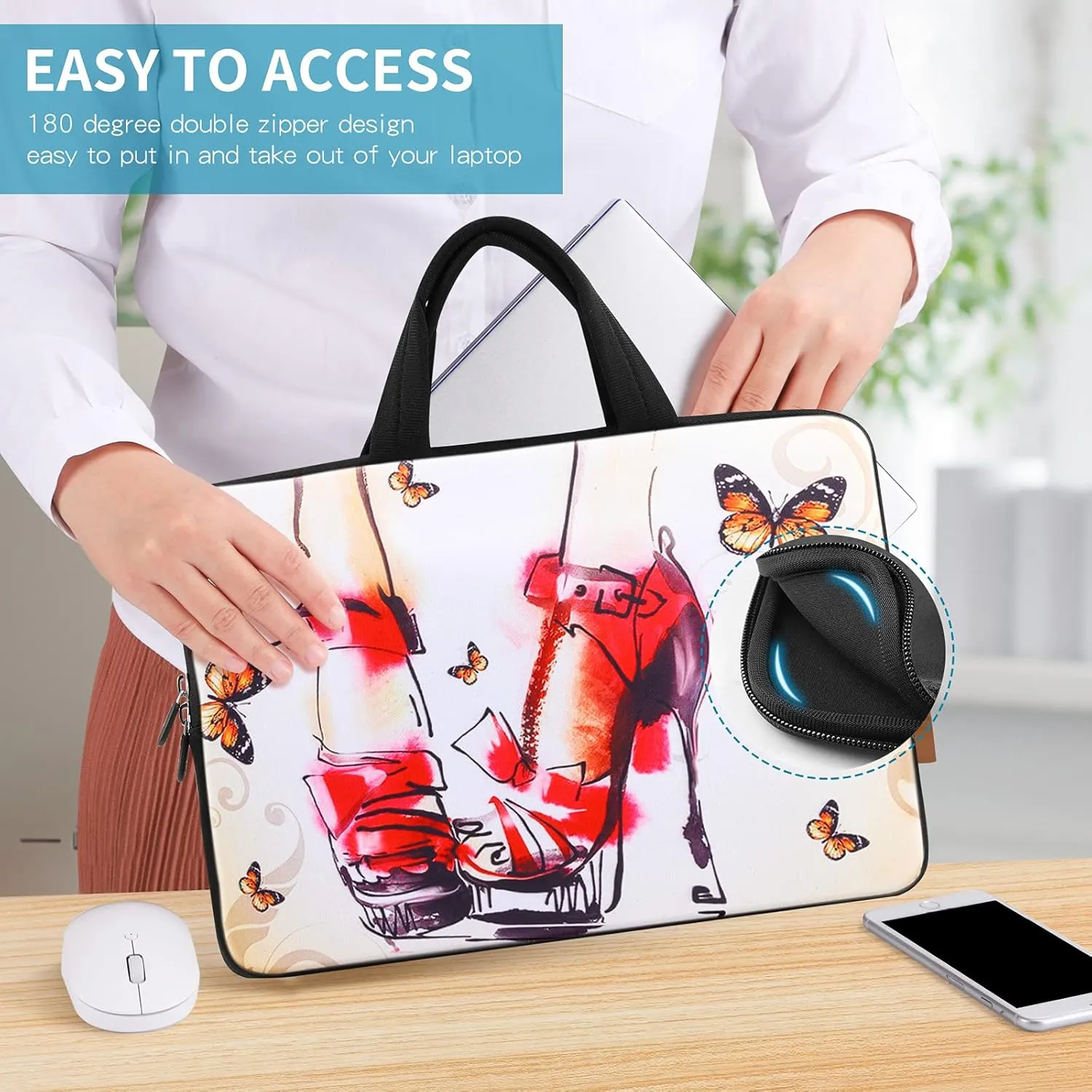 icolor 11 11.6 12 12.1 12.5 inch Laptop Carrying Bag Chromebook Case Notebook Ultrabook Handle Bag Tote Tablet Cover Neoprene Sleeve Laptop for Women Shoes