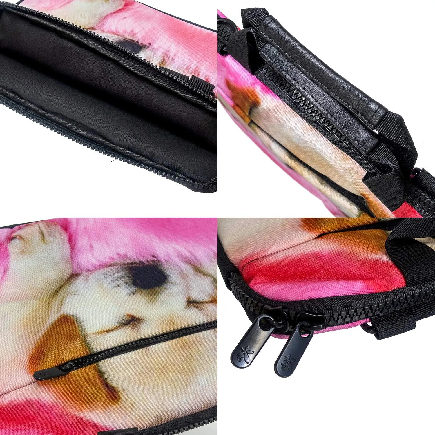 ICOLOR 15 15.4 15.6 Inch Canvas Laptop Shoulder Bag Sleeve Carrying Briefcase - Sleepy Dog