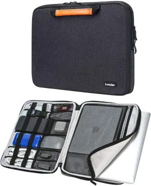 iCozzier 15-15.6 Inch Handle Electronic Accessories Strap Laptop Sleeve Case Bag Protective Bag for 15" MacBook Air/MacBook Pro/Pro Retina Cover - Black