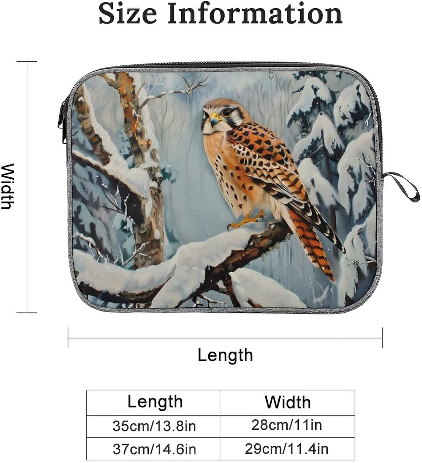 in Snowscape Kestrel Laptop Sleeve Case Protective Notebook Carrying Bag Travel Briefcase 14inch