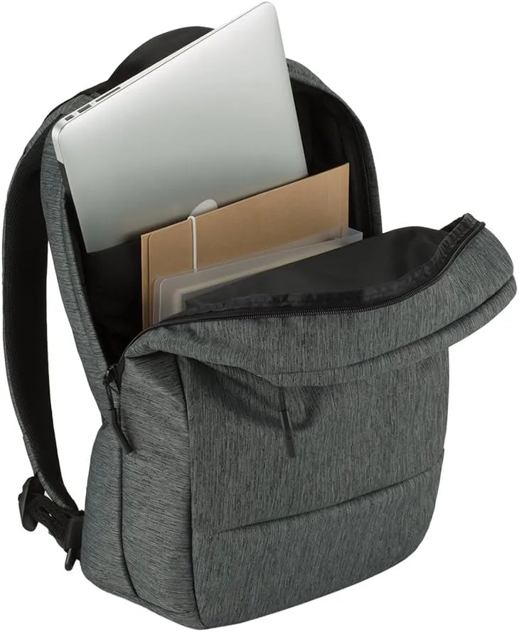 Incase City Compact Backpack - School/Work/Everyday Backpack - Slim & Compact Design -16" Laptop Storage Compartment, Quick Access Pocket, Front Pocket, Adjustable and Padded Straps - Heather Black