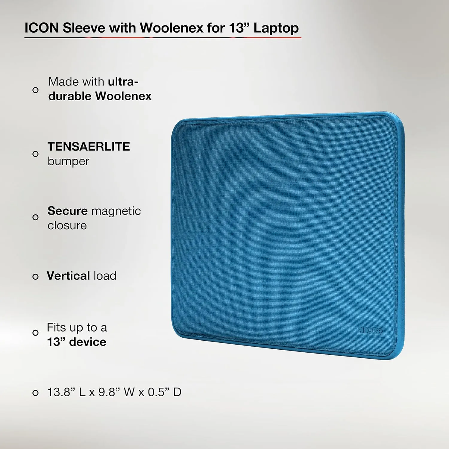 Incase ICON Sleeve with Woolenex - MacBook Air 13 inch M1, 2020, 2019, 2018 & MacBook Pro 13 inch 2019, 2018, 2017, 2016 Case - Fitted MacBook Case, Laptop Sleeve, Hard Cover, Durable - Boutique Blue