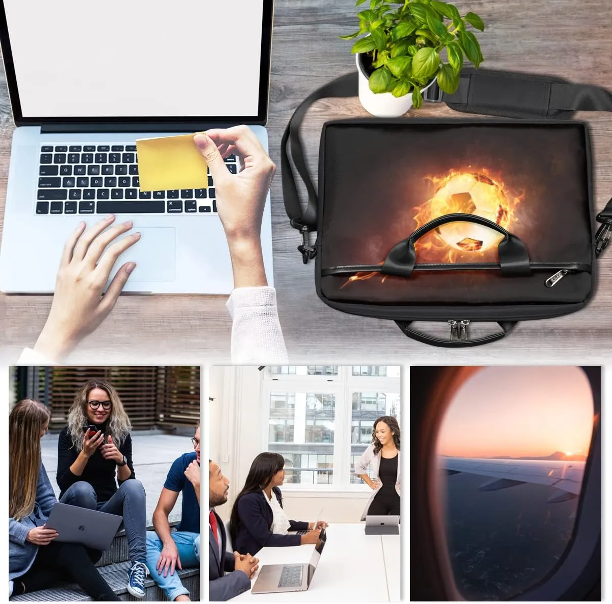 Independence Day Vintage Star Laptop Shoulder Messenger Bag Waterproof Laptop Briefcase Handle Padded Strap