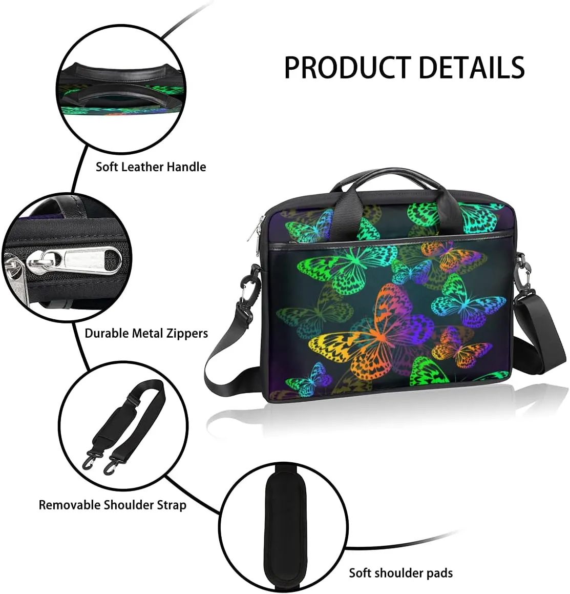 Independence Day Vintage Star Laptop Shoulder Messenger Bag Waterproof Laptop Briefcase Handle Padded Strap