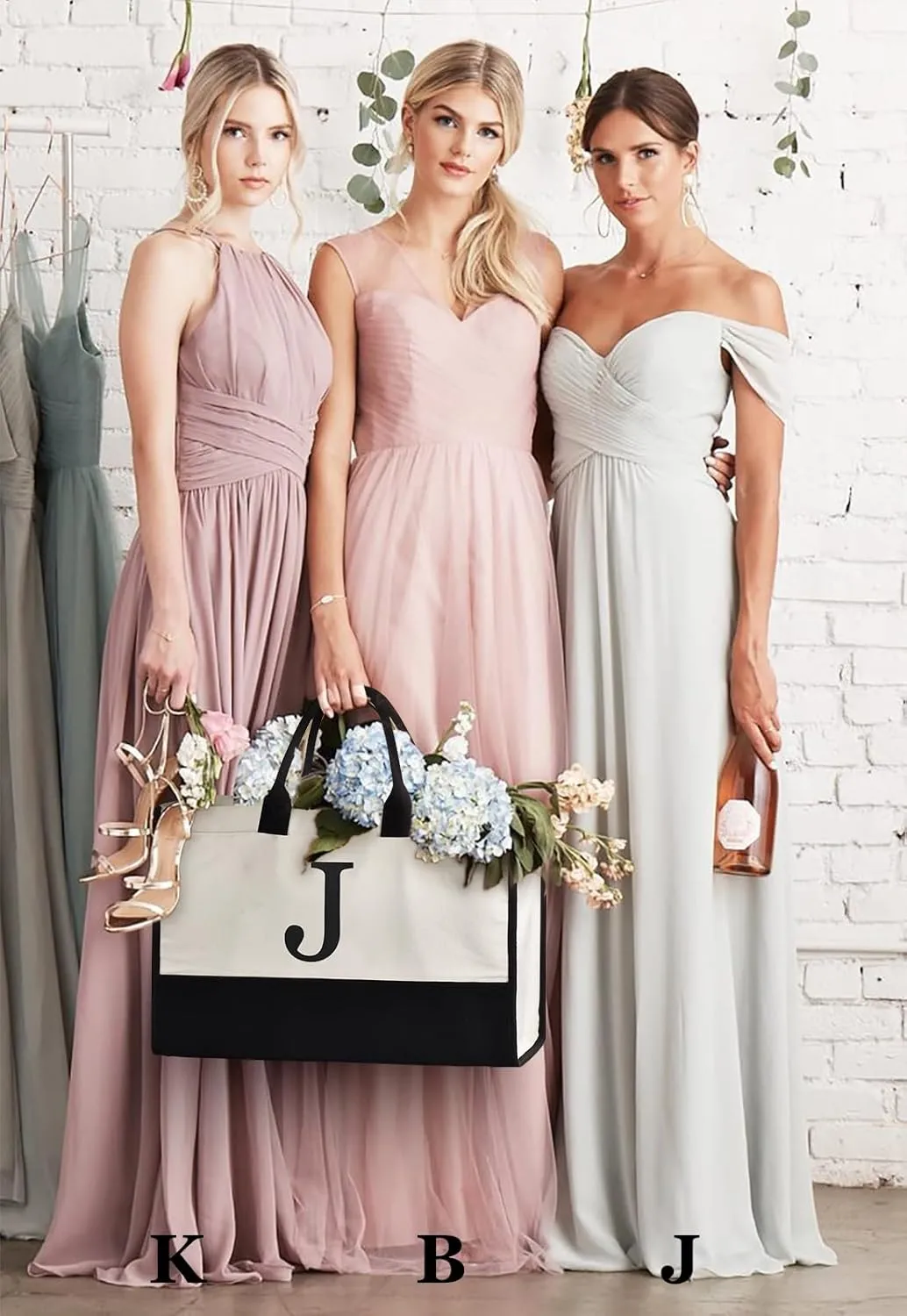 Initial Canvas Tote Bag Birthdays Gift for Women Mom Teacher Friend Bridesmaid,Custom for Wedding Beach Holidays