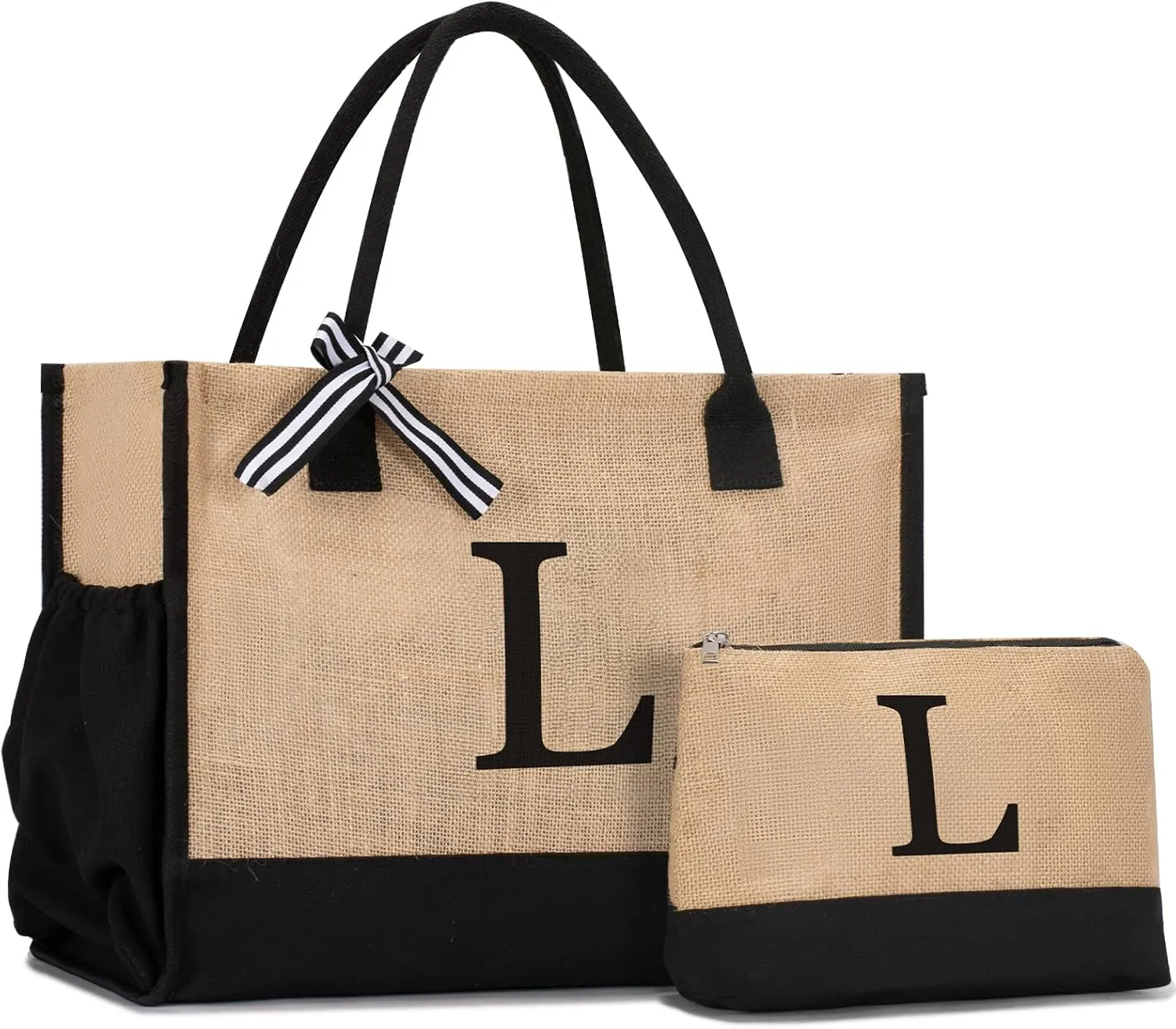 Initial Canvas Tote Bag Birthdays Gift for Women Mom Teacher Friend Bridesmaid,Custom for Wedding Beach Holidays