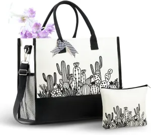 InnoBeta Cactus Gifts for Women, Canvas Tote Bag for Cactus Lovers, Cactus Themed Gifts for Mother’s Day, Birthday, Christmas