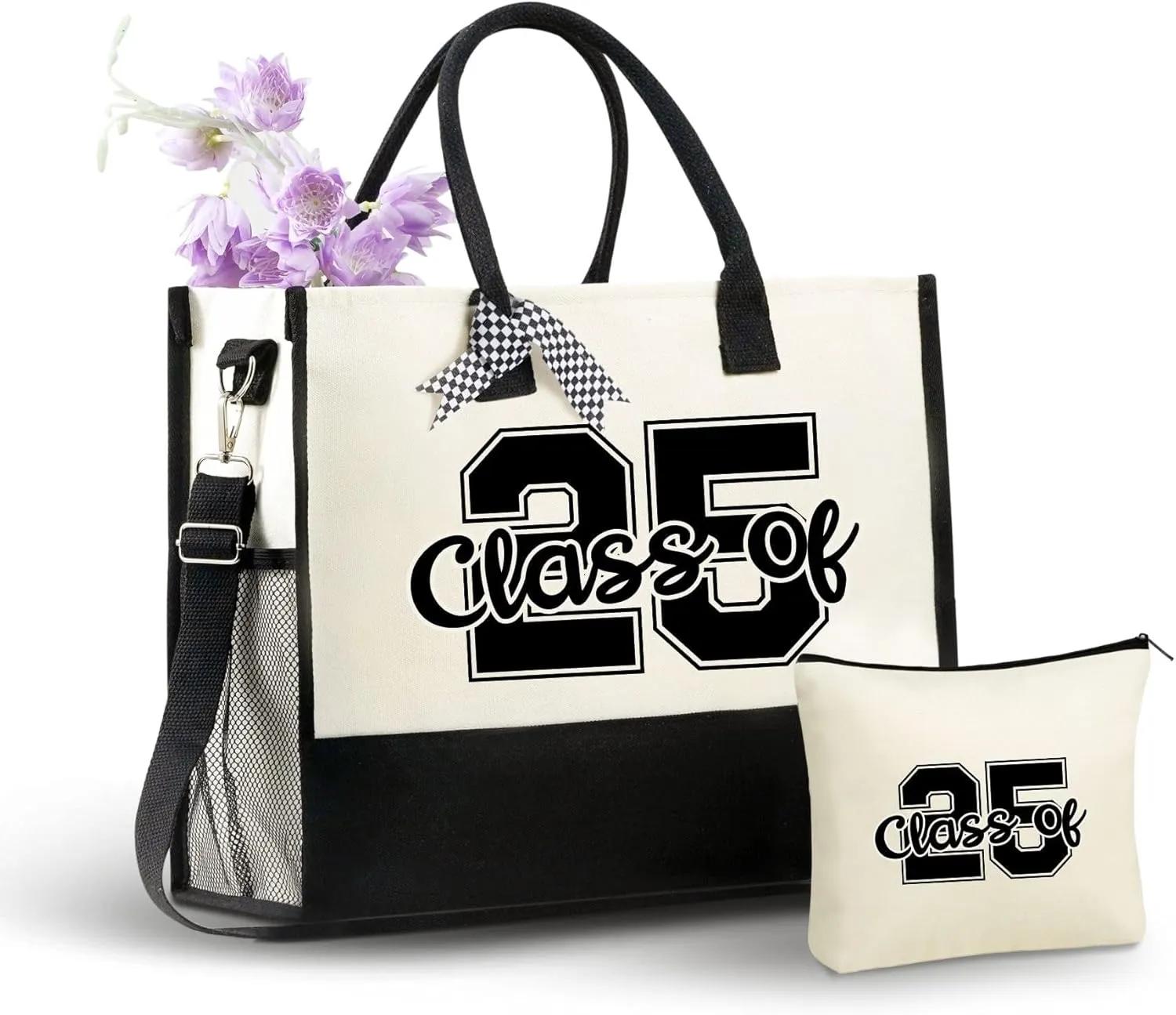 InnoBeta Graduation Gifts for Her Canvas Tote Bag with Top Zipper Closure and Shoulder Strap for Graduation - Class of 2025
