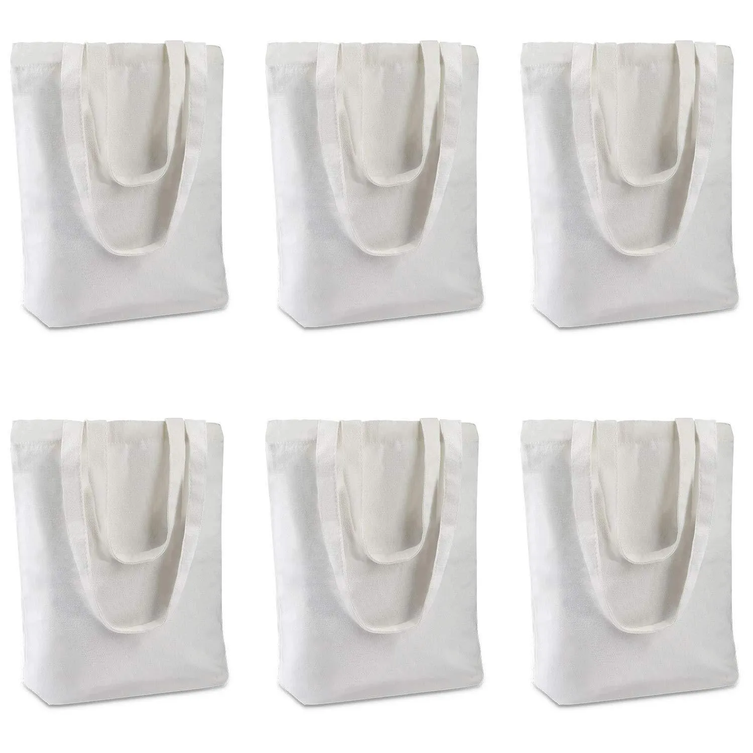 Insternet 6 pack canvas tote bag reusable canvas bag bulk for crafting, decorating, plain, grocery,shopping (white)