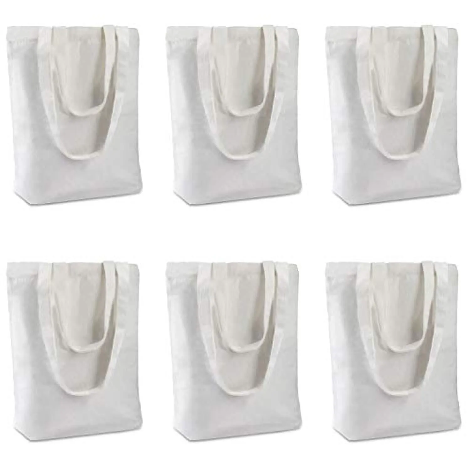 Insternet 6 pack canvas tote bag reusable canvas bag bulk for crafting, decorating, plain, grocery,shopping (white)
