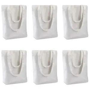 Insternet 6 pack canvas tote bag reusable canvas bag bulk for crafting, decorating, plain, grocery,shopping (white)