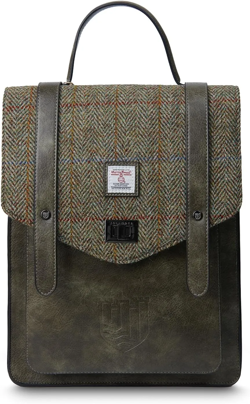 Islander® The Carloway Laptop Backpack with HARRIS TWEED, Chestnut Herringbone