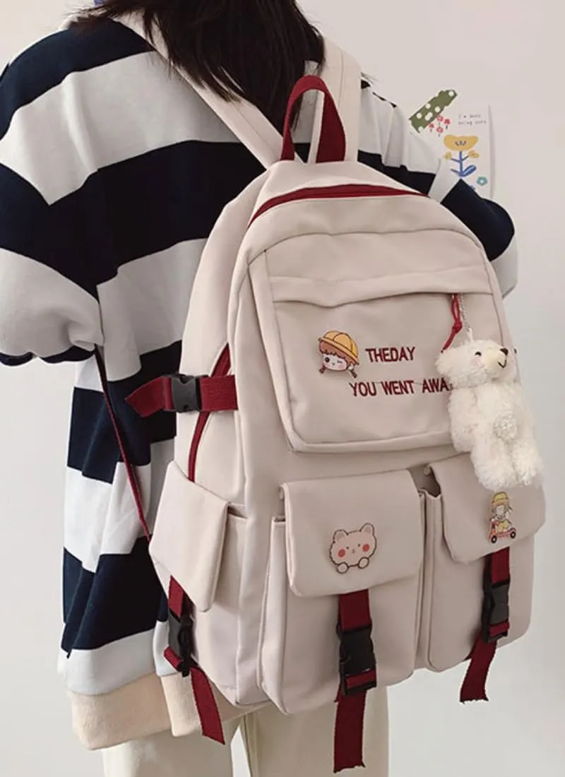 ISOLAY Cartoon Backpack for Women, Unisex Lightweight Bag Water-resistant Casual Rucksack Fits Laptop Daypack for Women (A Red)