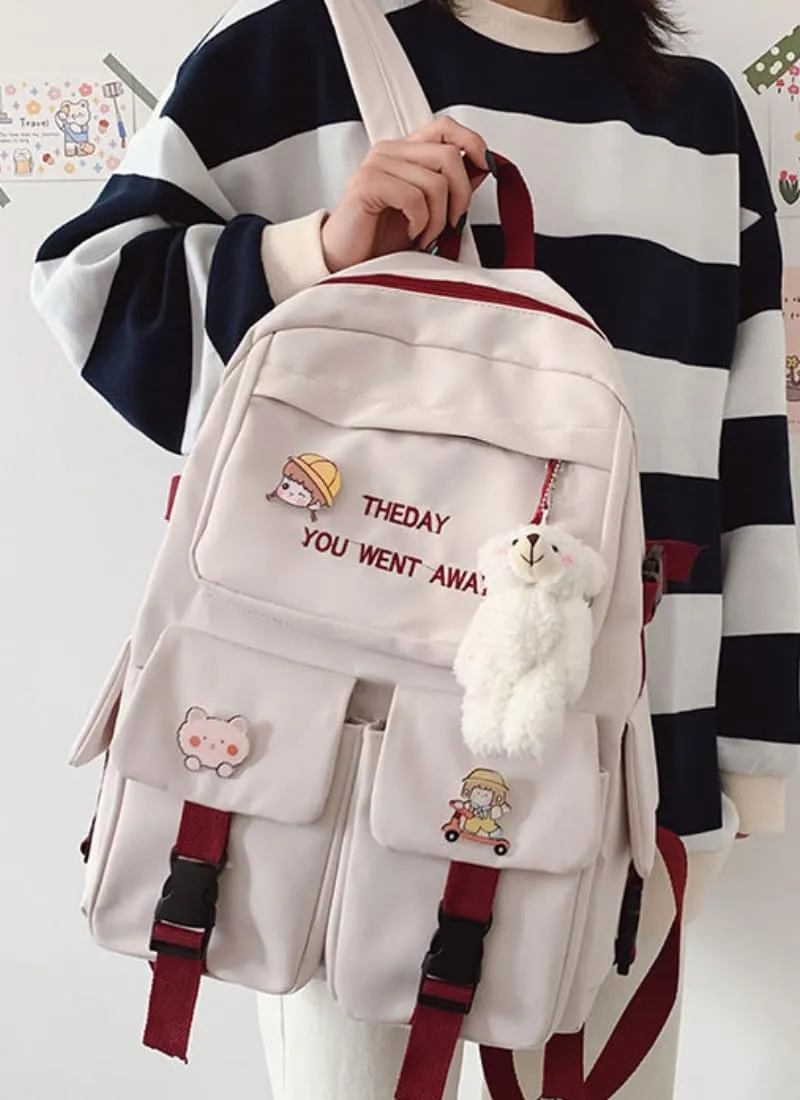 ISOLAY Cartoon Backpack for Women, Unisex Lightweight Bag Water-resistant Casual Rucksack Fits Laptop Daypack for Women (A Red)