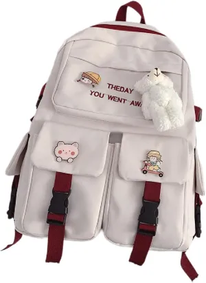 ISOLAY Cartoon Backpack for Women, Unisex Lightweight Bag Water-resistant Casual Rucksack Fits Laptop Daypack for Women (A Red)