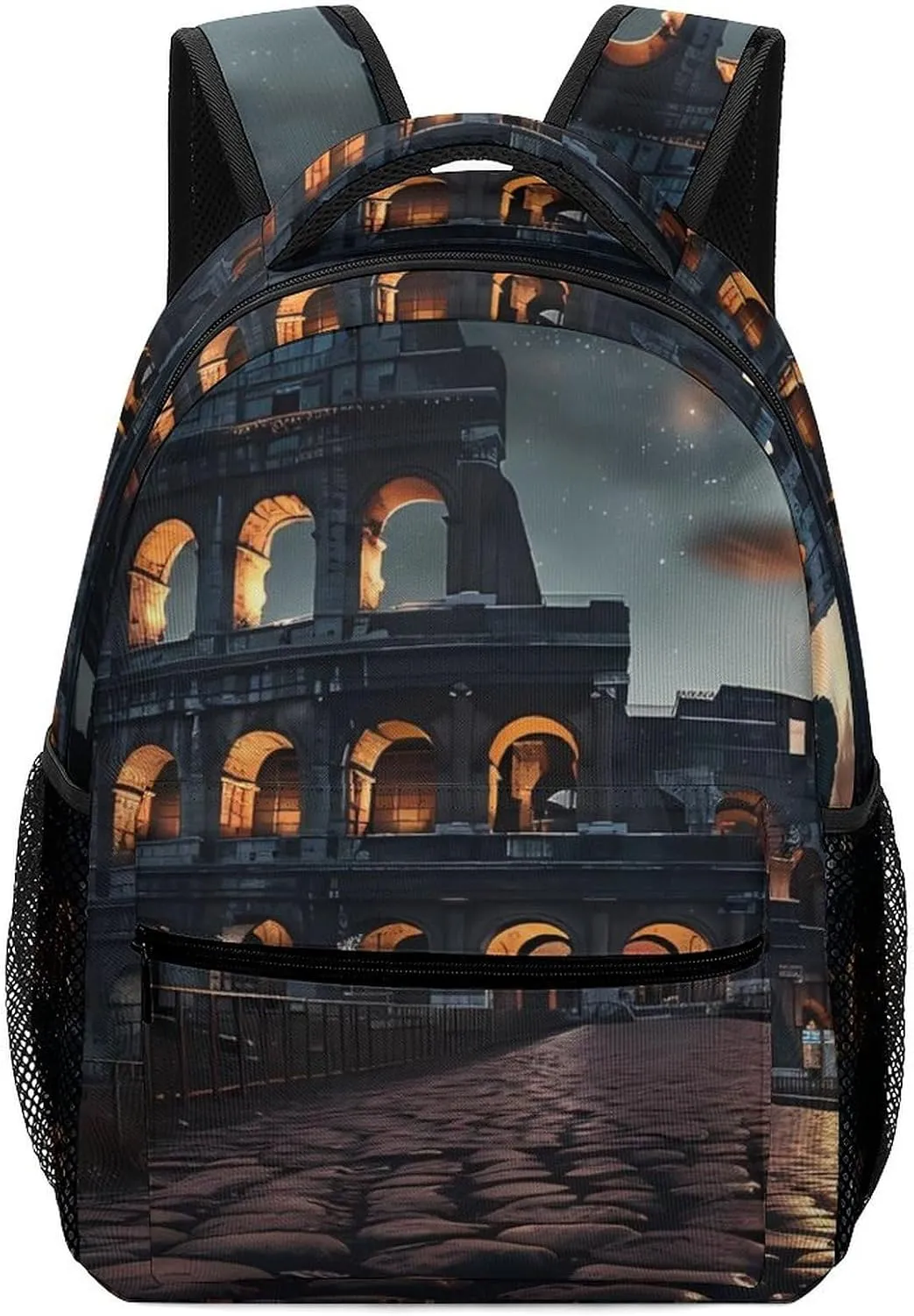 Italy Ancient Roman Landmarks Night Backpack Travel Backpack Casual Travel Bag Lightweight Daypack Work Bag Business Backpack for Adult