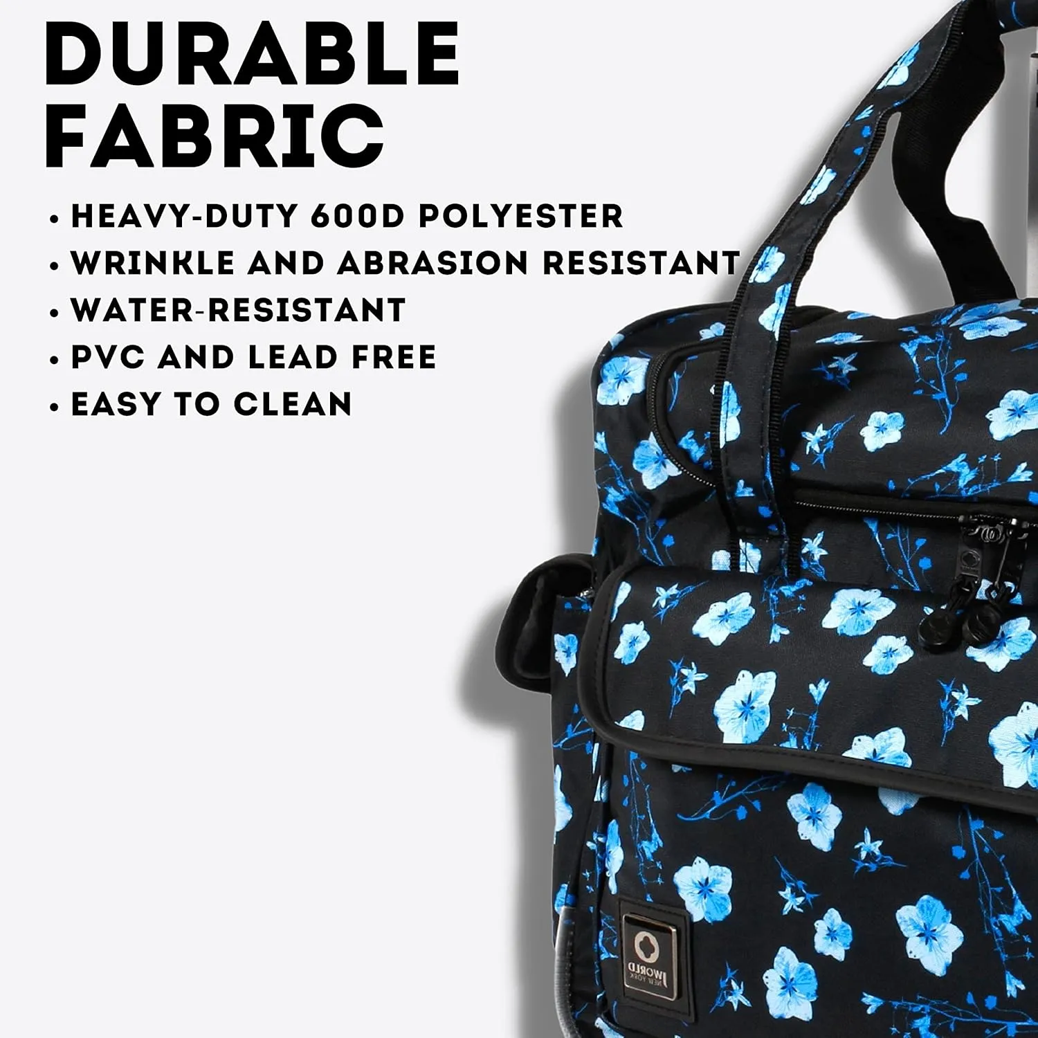 J World New York Donna Rolling Tote Bag on Wheels for Women. Roller Laptop Briefcase Work Weekender, Night Bloom