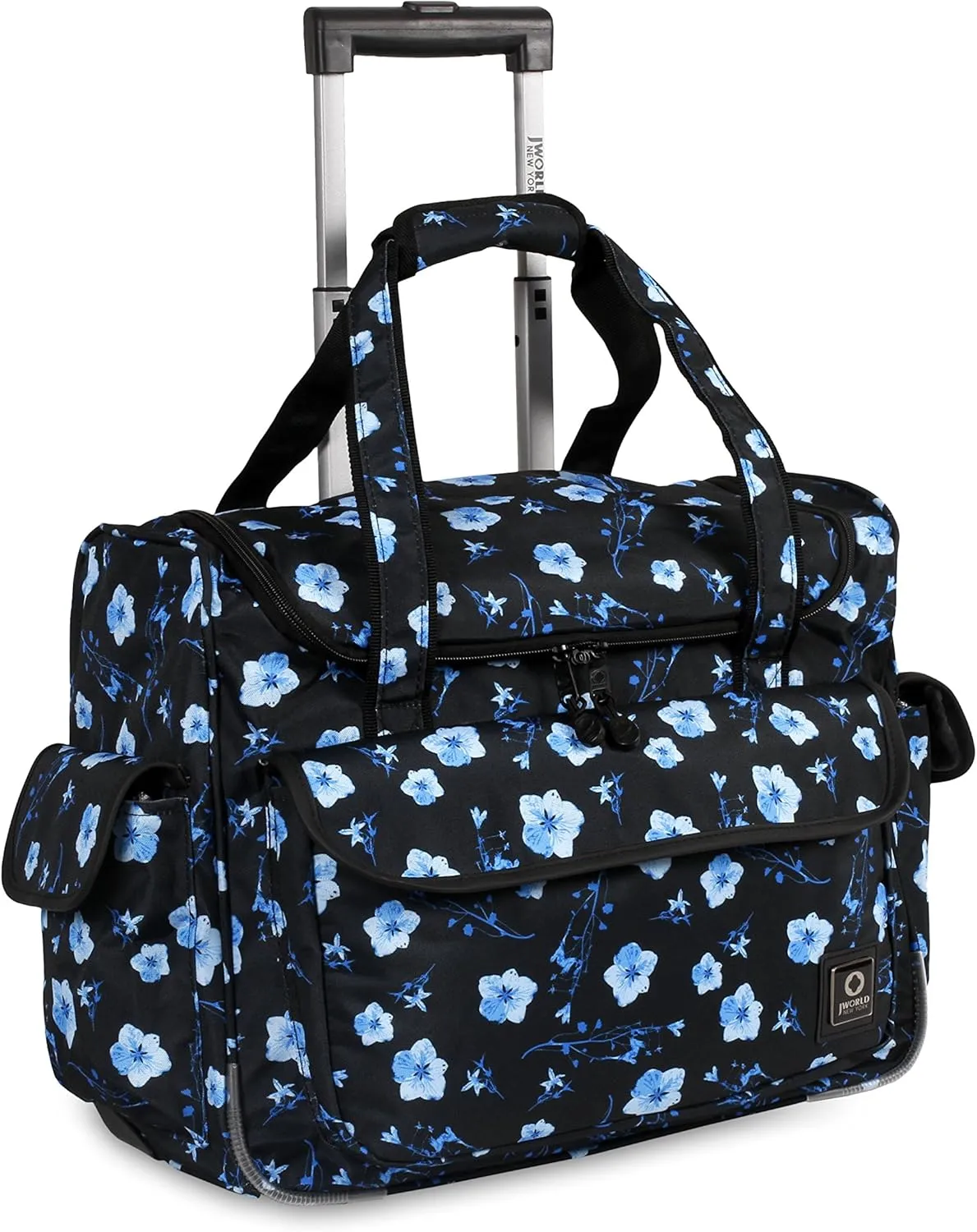 J World New York Donna Rolling Tote Bag on Wheels for Women. Roller Laptop Briefcase Work Weekender, Night Bloom