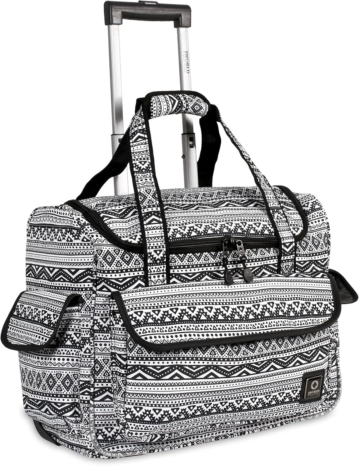 J World New York Donna Rolling Tote Bag on Wheels for Women. Roller Laptop Briefcase Work Weekender, Tribal