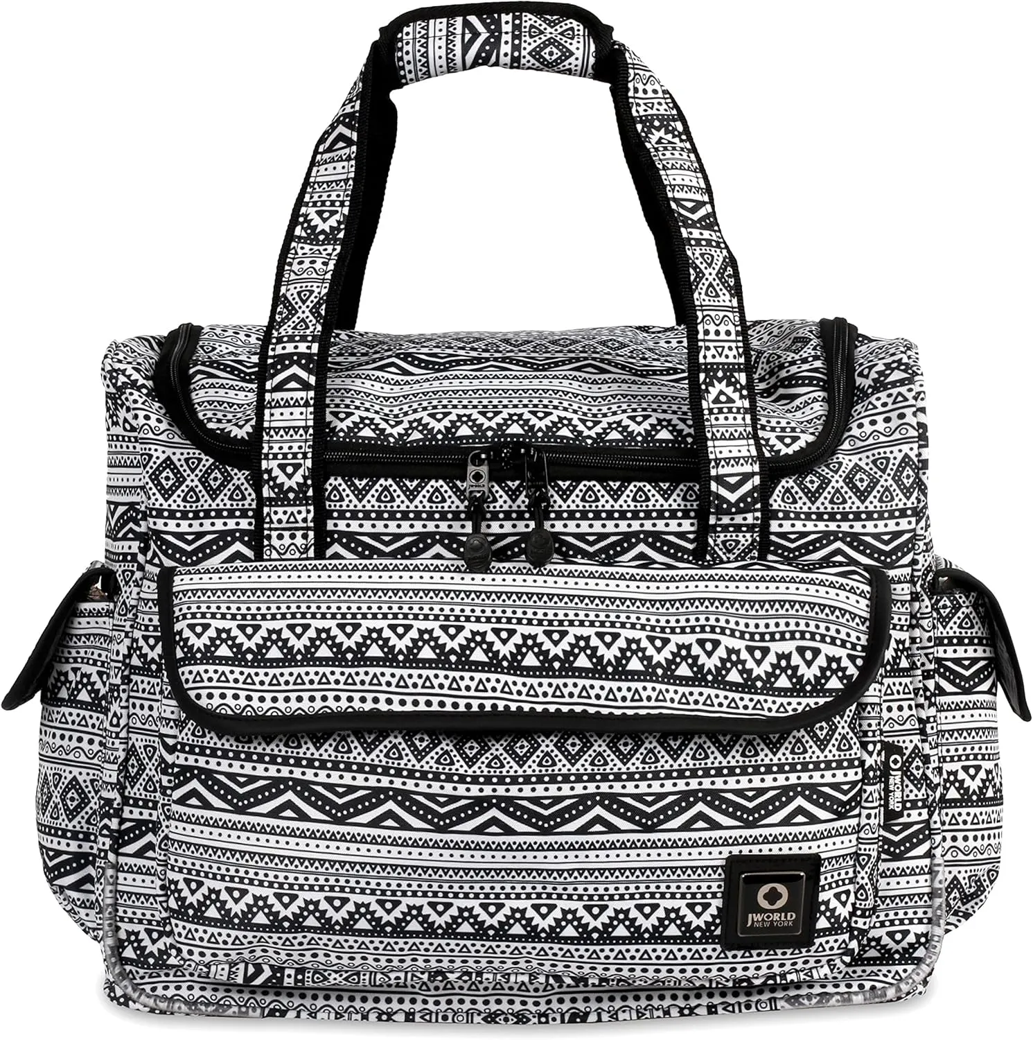 J World New York Donna Rolling Tote Bag on Wheels for Women. Roller Laptop Briefcase Work Weekender, Tribal