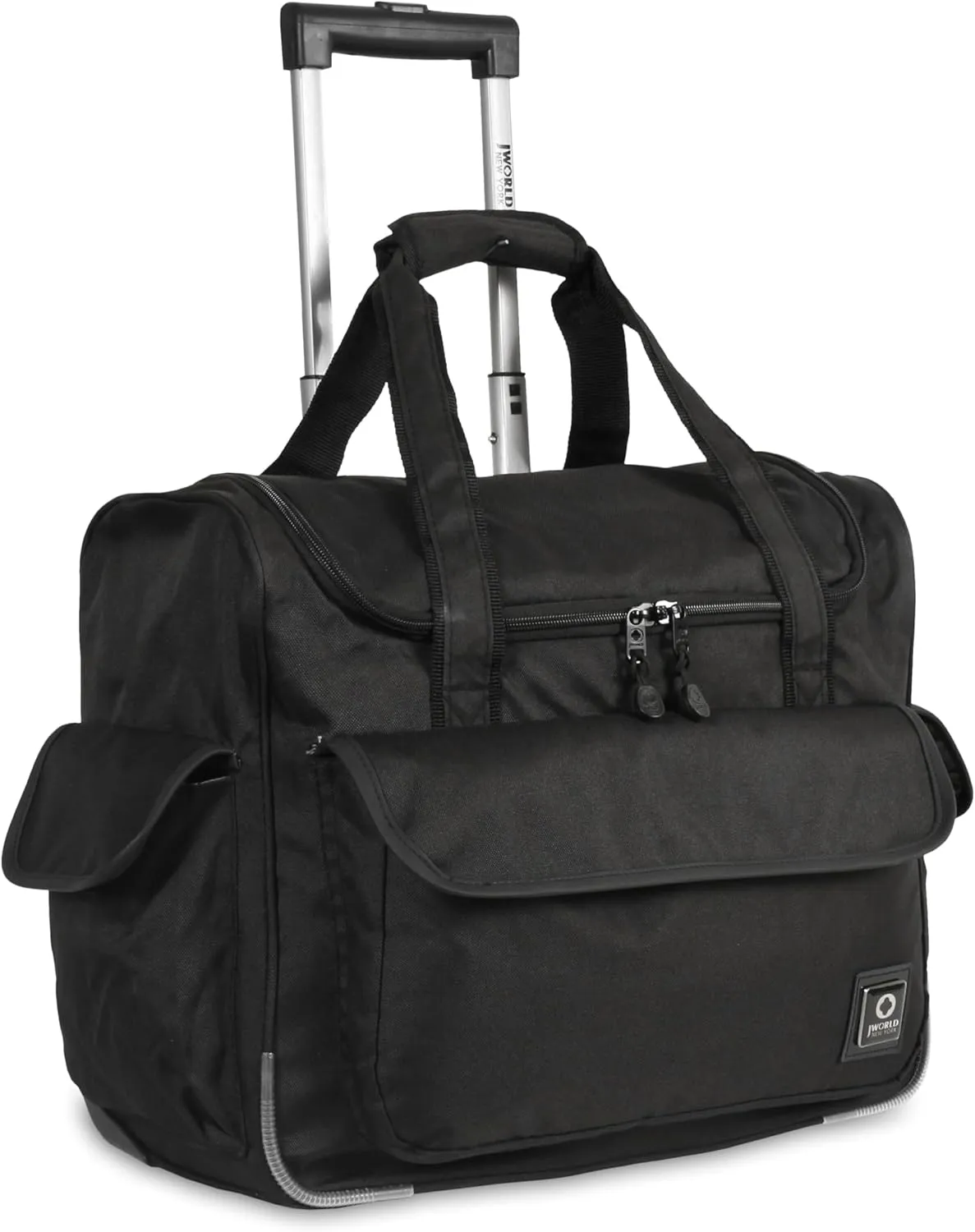 J World New York Donna Rolling Tote Bag on Wheels. Laptop Carry-On, Black (Measures 15 X 17 X 8.3 inches, Holds over 35 litres)