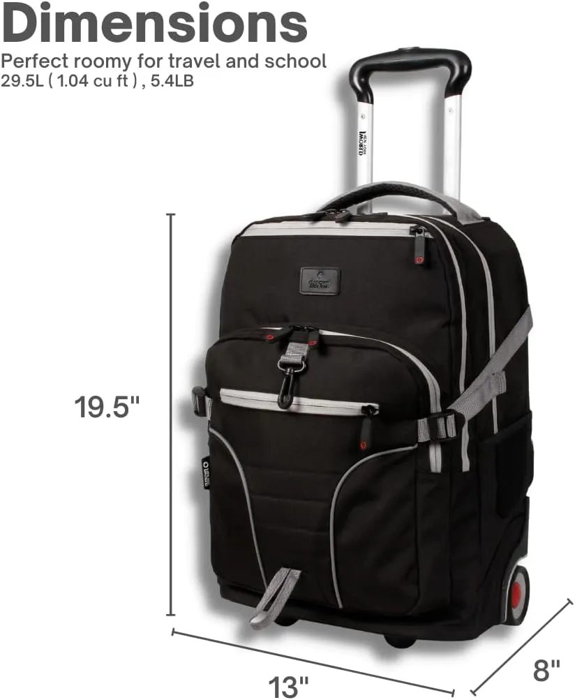 J World New York Lunar Rolling Backpack, Laptop Bag with Wheels, Black, One Size