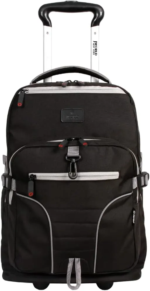 J World New York Lunar Rolling Backpack, Laptop Bag with Wheels, Black, One Size