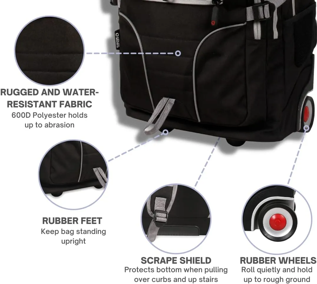 J World New York Lunar Rolling Backpack, Laptop Bag with Wheels, Black, One Size