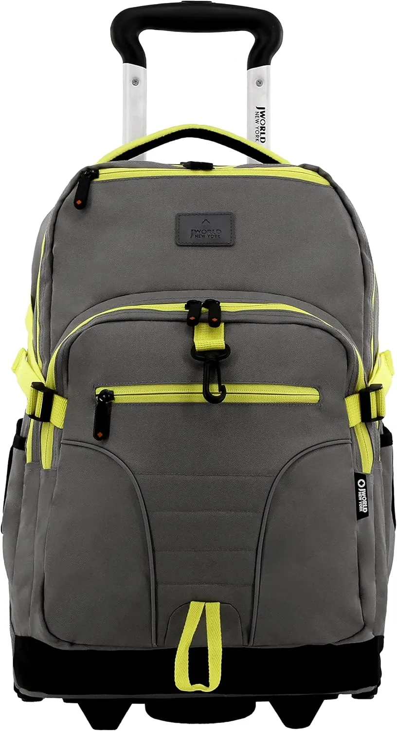 J World New York Lunar Rolling Backpack, Laptop Bag with Wheels, Grey, One Size