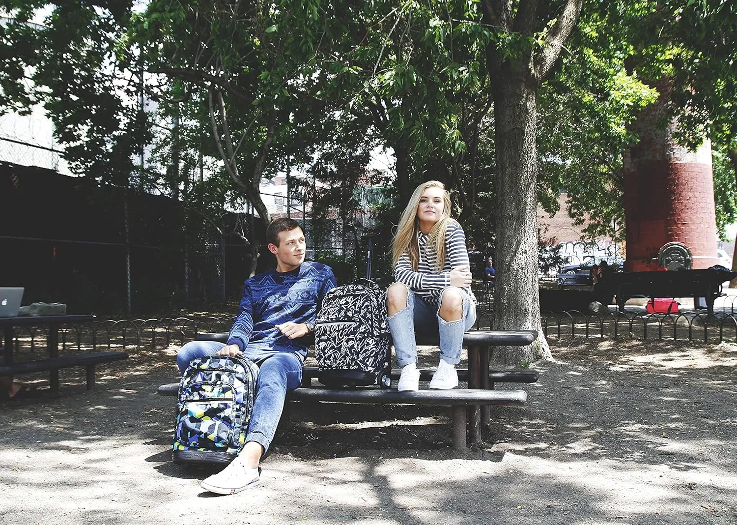 J World New York Sundance Rolling Backpack Girl Boy Roller Bookbag, Houndstooth, 20 Inch