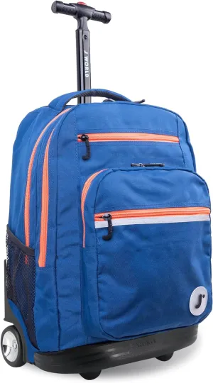 J World New York Sundance Rolling Backpack Girl Boy Roller Bookbag, Navy, 20 Inch