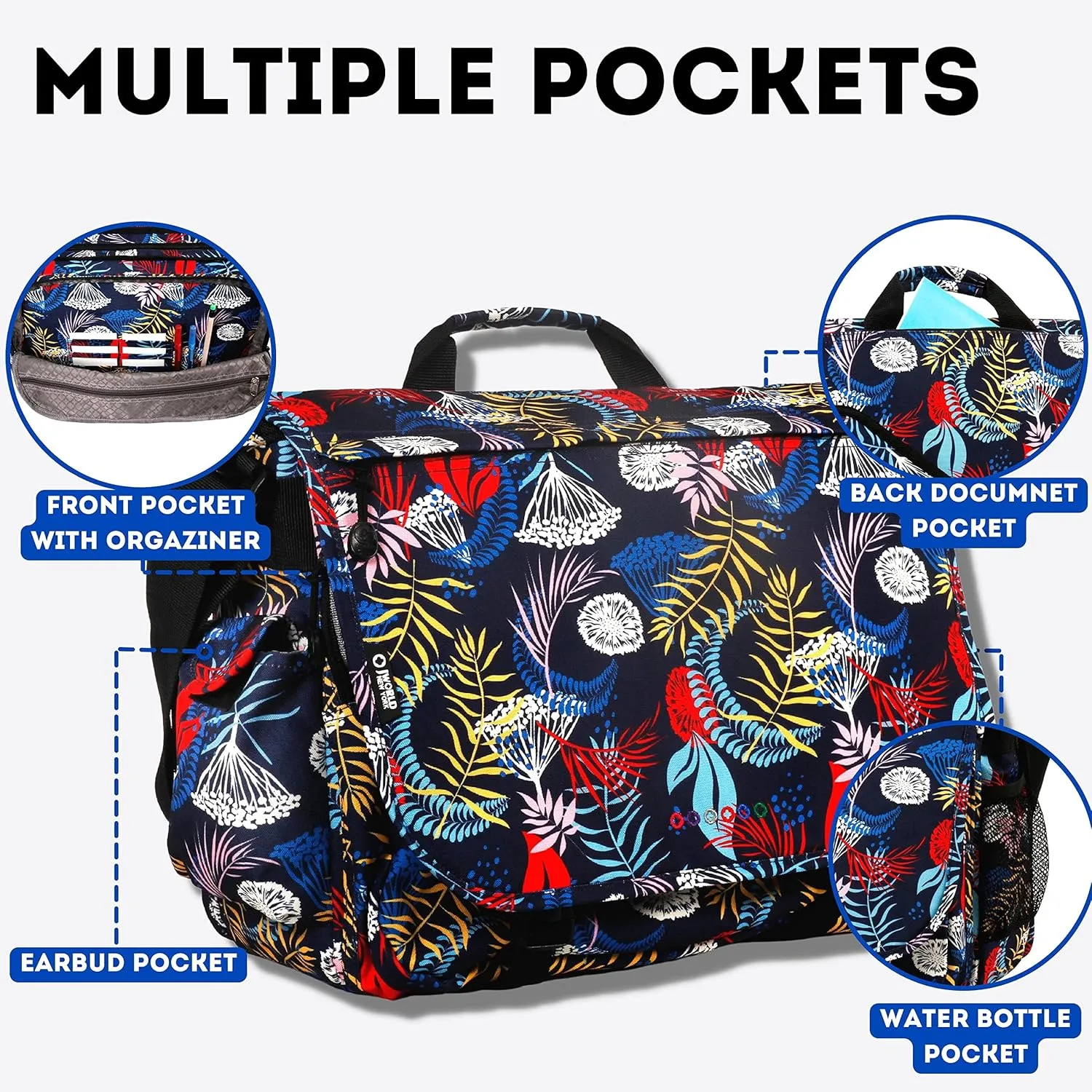 J World New York Thomas Laptop Messenger Bag for Women & Men. Kids Computer Bookbag