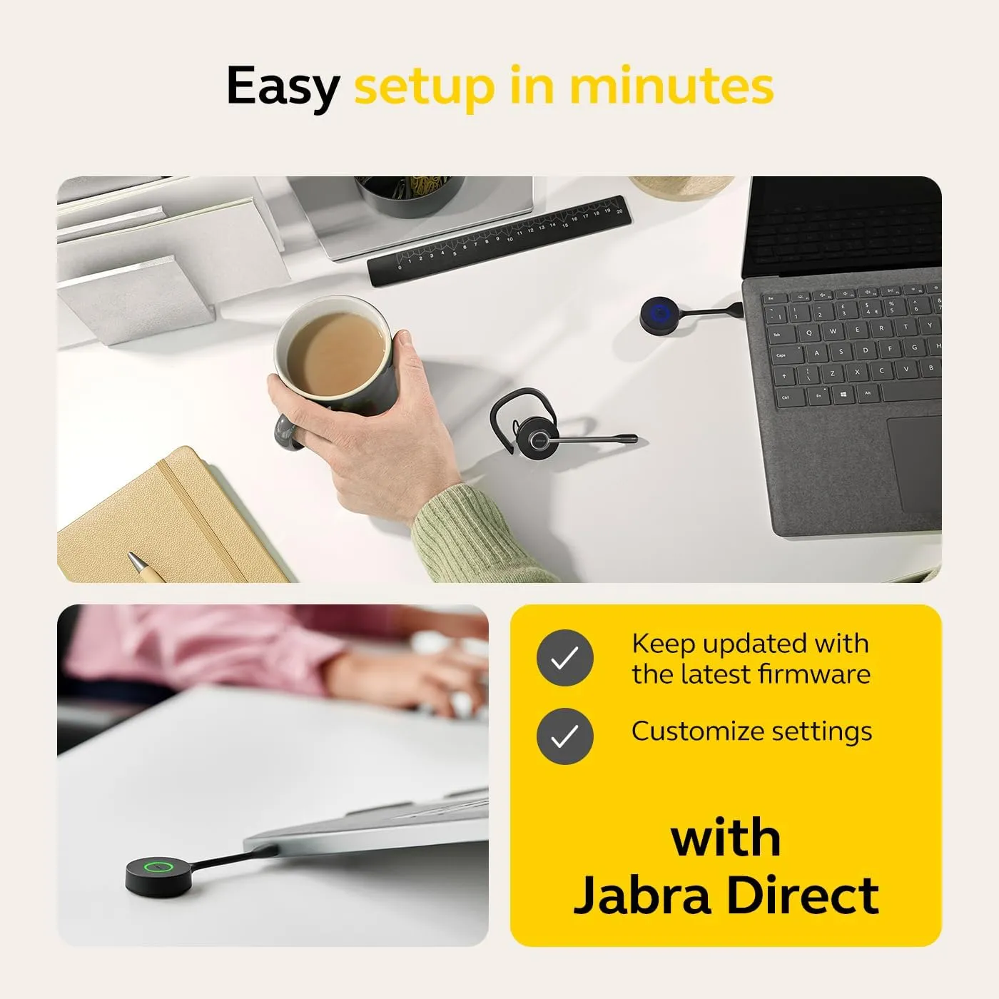 Jabra Engage 55 SE (Second Edition) Convertible Wireless Headset w/Charging Stand and Link 400 USB-A DECT Adapter – MS Teams Certified, Works with All Other Platforms, Black