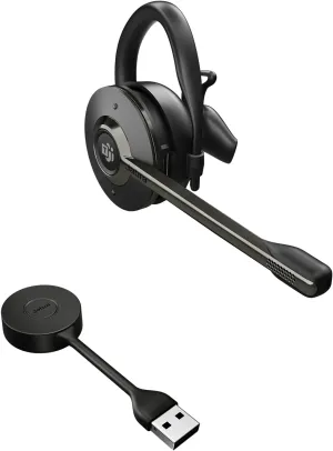 Jabra Engage 55 SE (Second Edition) Convertible Wireless Headset w/Charging Stand and Link 400 USB-A DECT Adapter – MS Teams Certified, Works with All Other Platforms, Black