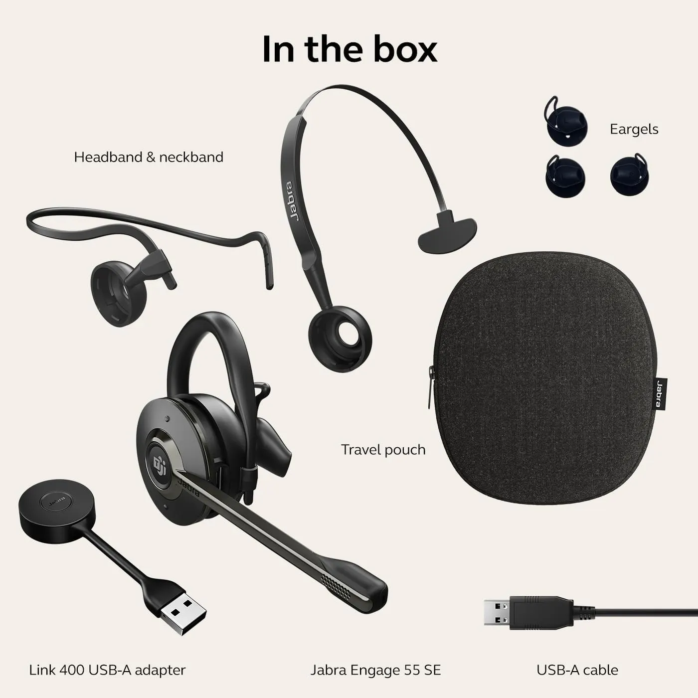Jabra Engage 55 SE (Second Edition) Convertible Wireless Headset w/Charging Stand and Link 400 USB-A DECT Adapter – MS Teams Certified, Works with All Other Platforms, Black