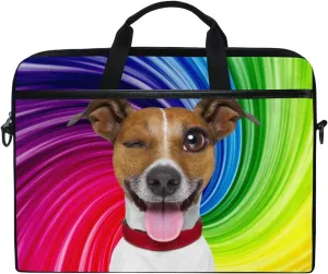 Jack Russell Terrier Emoticon Dog Laptop Shoulder Bag Stylish Briefcase Computer Bag with Shoulder Strap Fits for Most 13inch 14inch Laptops Case Sleeve