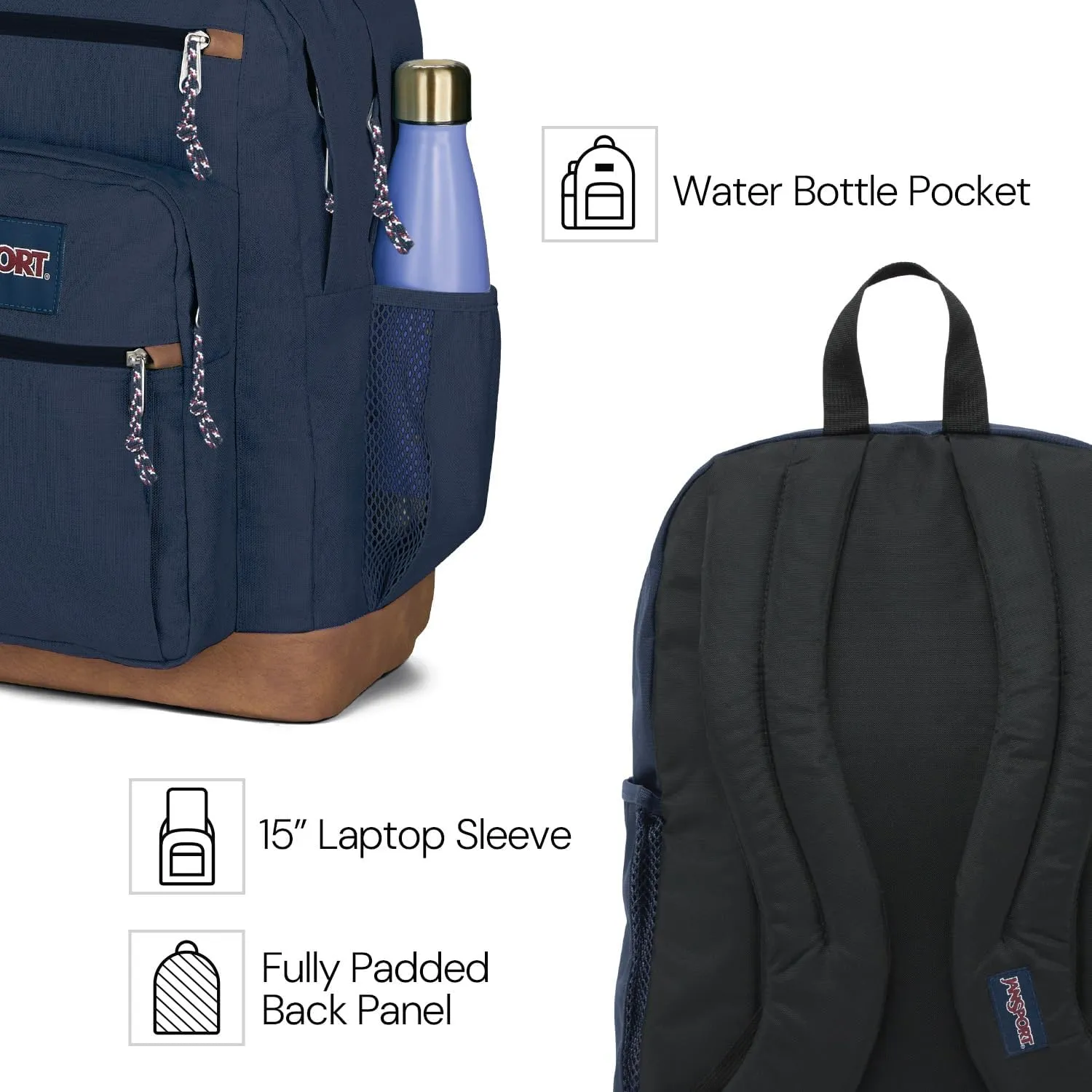 JanSport Cool Backpack with 15-inch Laptop Sleeve, Large Computer Bag Rucksack with 2 Compartments, Ergonomic Straps, Electric Bolts