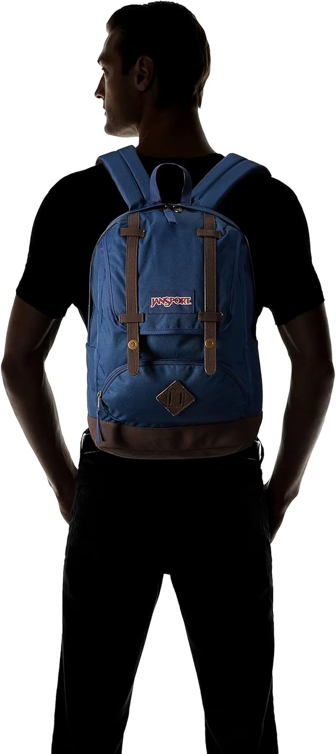 JanSport Cortlandt Laptop Backpack, Navy, 15” Laptop Sleeve-Synthetic Leather Shoulder Computer Bag with Large Compartment, Padded Straps- Rucksack for Men, Women